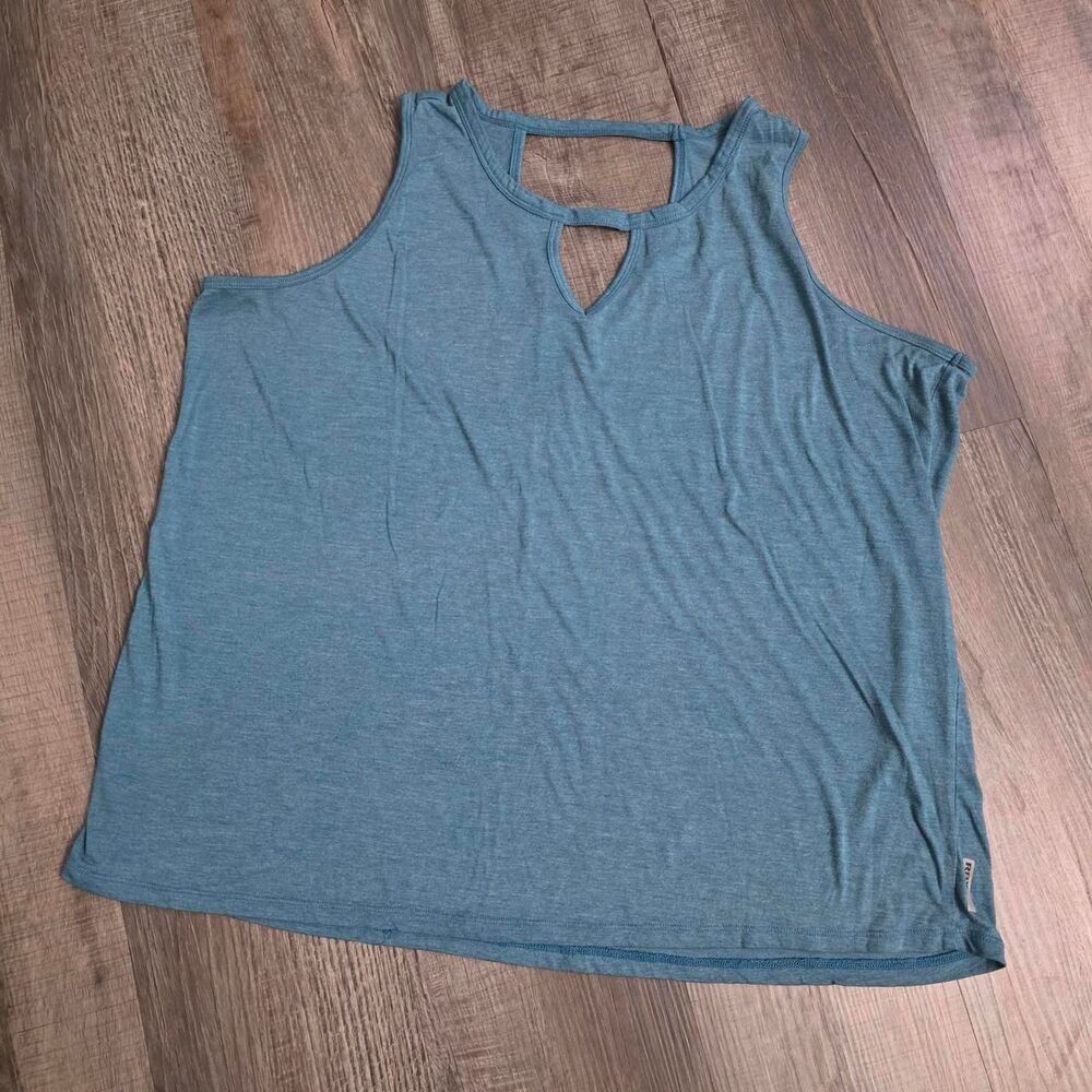 RBX Active Women Heather Blue Keyhole Cutout Back Performance Workout Tank Top
